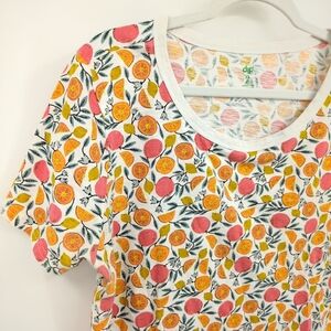 Dip Women's XL Orange Lemon Grapefruit Citrus Cropped Tee Orange Green Summer